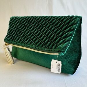 Green velvet clutch Bath and Body Works handbag
